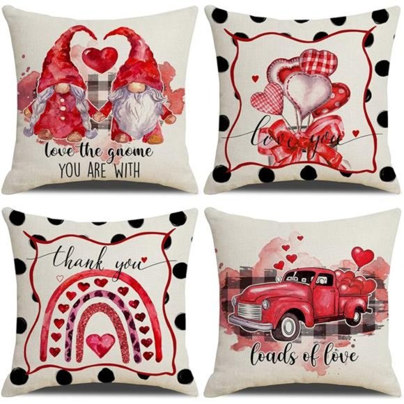4 Pcs Valentines Day Pillow Covers 18x18 Inches Valentines Day Decor - Picture 6 of 6